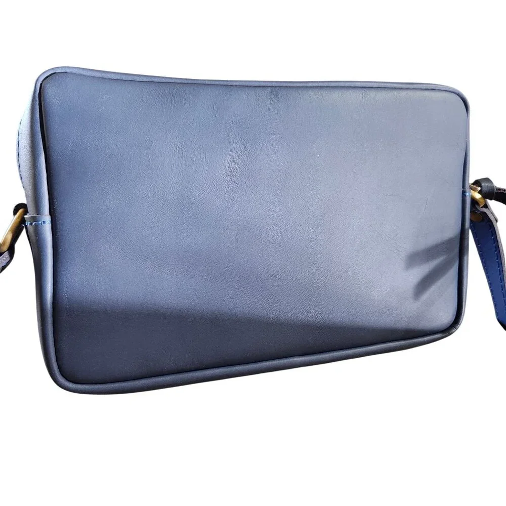Portland Leather Large Camera Bag Purse Unicorn Smooth Indigo Blue Gray - Picture 3 of 11